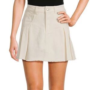 CHELSEA & VIOLET Pleated Denim Skirt in Seashell